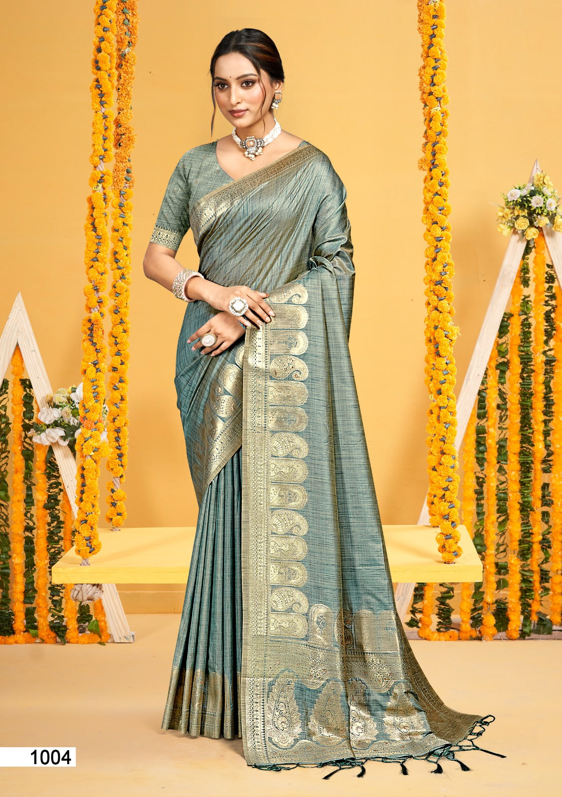 Prazu Fashion Turquoise Assam Silk Weaving Wedding Wear Saree