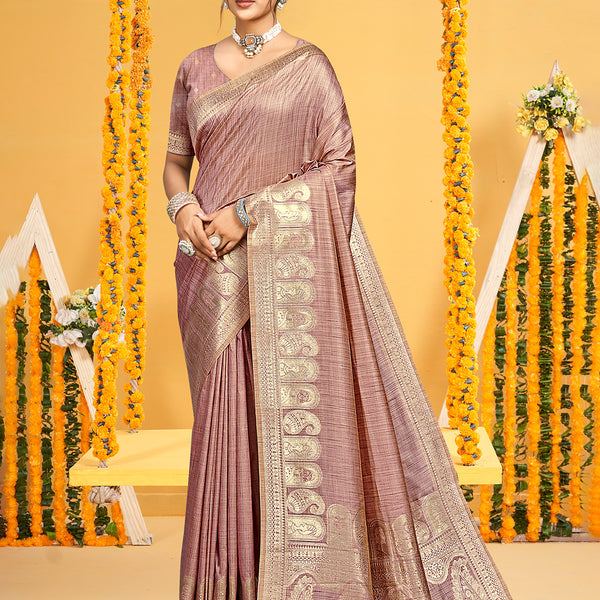 Sangam Prints Mauve Assam Silk Woven Work Traditional Saree