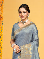 Thumbnail for Sangam Prints Grey Assam Silk Woven Work Traditional Saree
