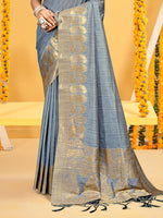 Thumbnail for Sangam Prints Grey Assam Silk Woven Work Traditional Saree