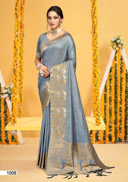 Prazu Fashion Light Blue Assam Silk Weaving Wedding Wear Saree