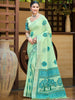 Sangam Prints Green Linen Woven Work Traditional Saree - Distacart