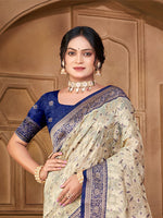 Thumbnail for Sangam Prints Off-White Silk Woven Work Traditional Saree