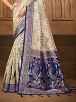 Thumbnail for Sangam Prints Off-White Silk Woven Work Traditional Saree