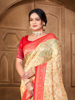 Thumbnail for Sangam Prints Cream Silk Woven Work Traditional Saree