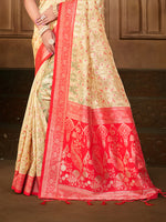 Thumbnail for Sangam Prints Cream Silk Woven Work Traditional Saree