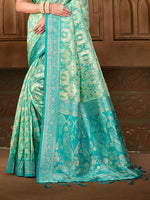 Thumbnail for Sangam Prints  Sea Green Silk Woven Work Traditional Saree