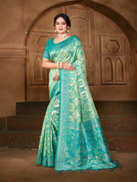 Thumbnail for Sangam Prints  Sea Green Silk Woven Work Traditional Saree