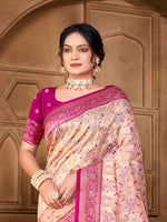 Thumbnail for Sangam Prints Peach  Silk Woven Work Traditional Saree