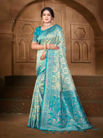 Thumbnail for Sangam Prints Light Blue Silk Woven Work Traditional Saree