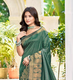Thumbnail for Sangam Prints Dark Green Assam Silk Woven Work Traditional Saree