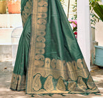 Thumbnail for Sangam Prints Dark Green Assam Silk Woven Work Traditional Saree