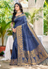 Sangam Prints Navy Blue Assam Silk Woven Work Traditional Saree - Distacart