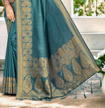 Thumbnail for Sangam Prints Turquoise Assam Silk Woven Work Traditional Saree