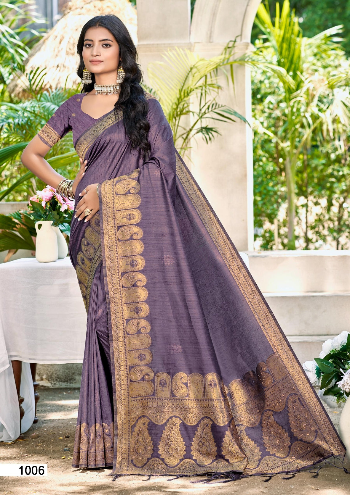 Sangam Prints Purple Assam Silk Woven Work Traditional Saree