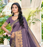 Thumbnail for Sangam Prints Purple Assam Silk Woven Work Traditional Saree