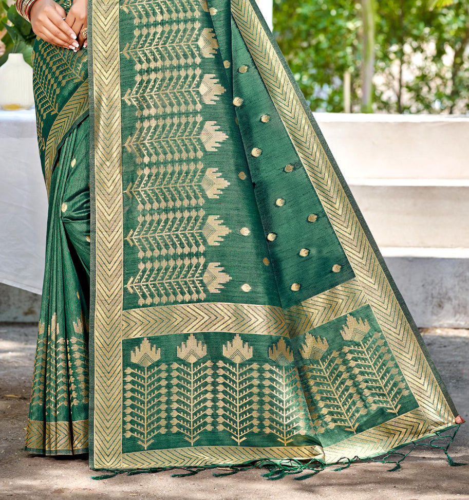 Sangam Prints Green Assam Silk Woven Work Traditional Saree