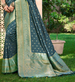 Thumbnail for Sangam Prints Dark Turquoise Assam Silk Woven Work Traditional Saree