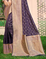Thumbnail for Sangam Prints Dark wine Assam Silk Woven Work Traditional Saree