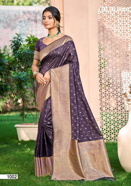 Sangam Prints Dark wine Assam Silk Woven Work Traditional Saree