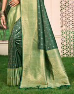 Thumbnail for Sangam Prints Dark green Assam Silk Woven Work Traditional Saree