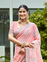 Thumbnail for Sangam Prints Peach Linen Woven Work Traditional Saree