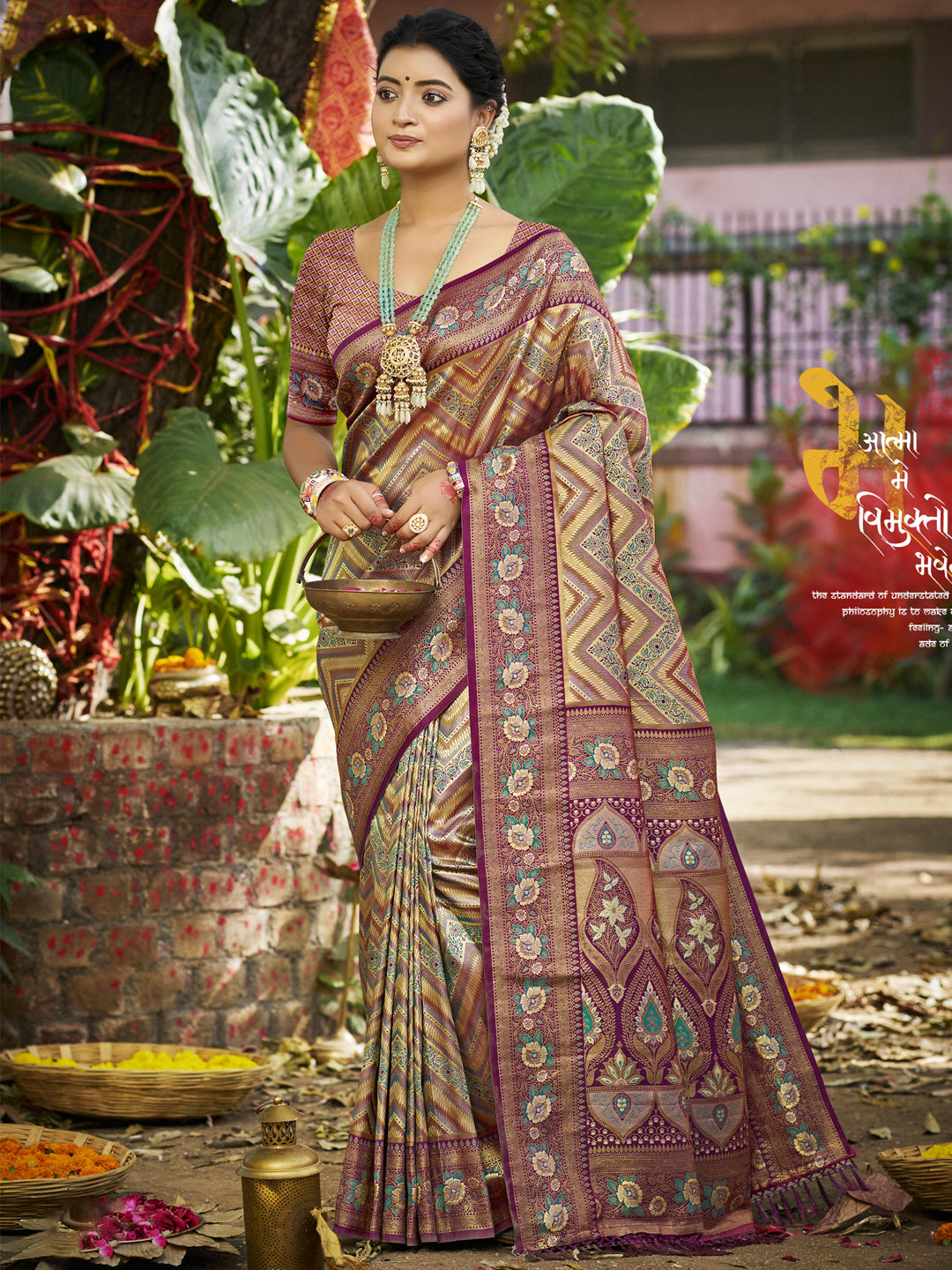 Sangam Prints Purple Silk Woven Work Traditional Saree