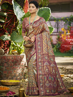 Thumbnail for Sangam Prints Purple Silk Woven Work Traditional Saree