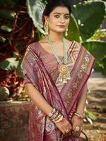 Thumbnail for Sangam Prints Purple Silk Woven Work Traditional Saree