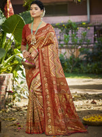 Thumbnail for Sangam Prints Maroon Silk Woven Work Traditional Saree