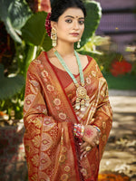 Thumbnail for Sangam Prints Maroon Silk Woven Work Traditional Saree