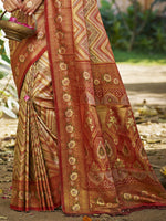 Thumbnail for Sangam Prints Maroon Silk Woven Work Traditional Saree