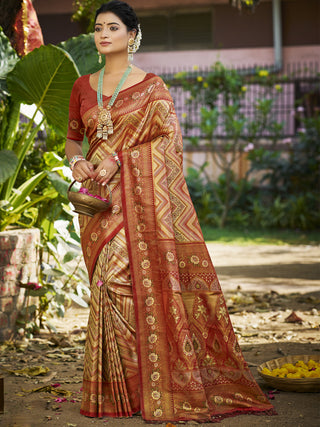Sangam Prints Maroon Silk Woven Work Traditional Saree