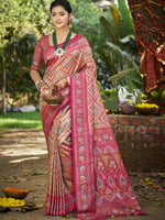 Thumbnail for Sangam Prints Pink Silk Woven Work Traditional Saree