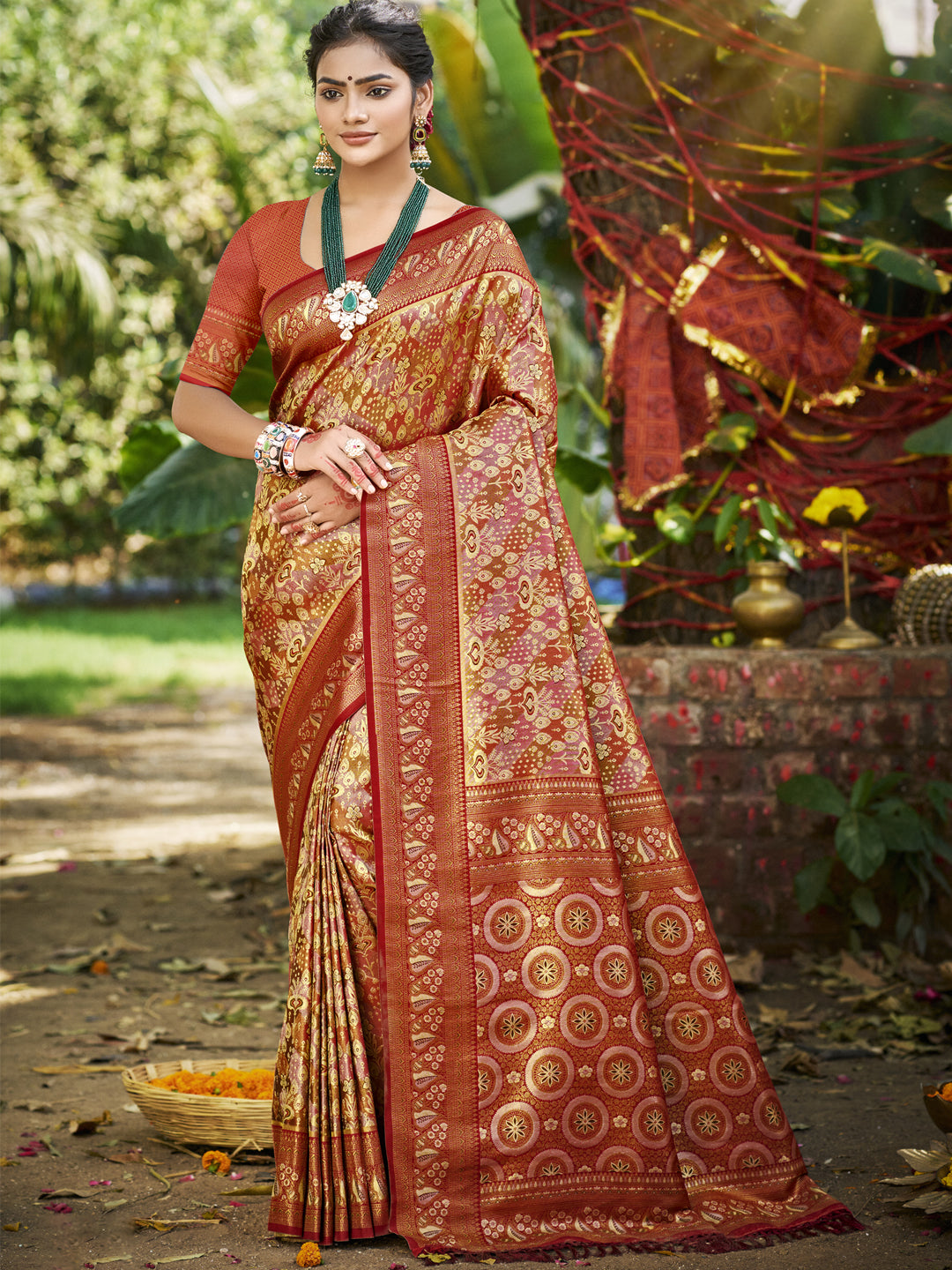 Sangam Prints Maroon Silk Woven Work Traditional Saree