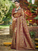 Sangam Prints Wine Silk Woven Work Traditional Saree - Distacart