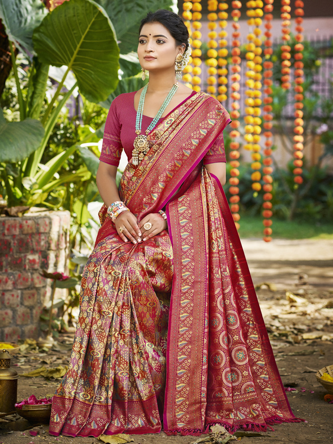 Sangam Prints Purple Silk Woven Work Traditional Saree