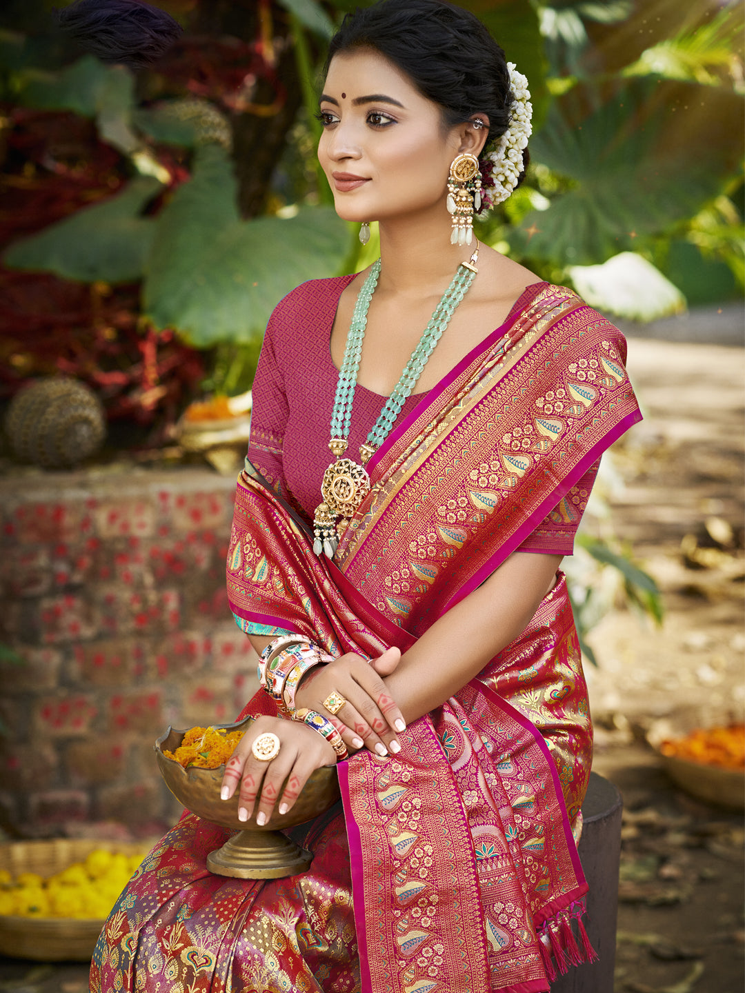 Sangam Prints Purple Silk Woven Work Traditional Saree