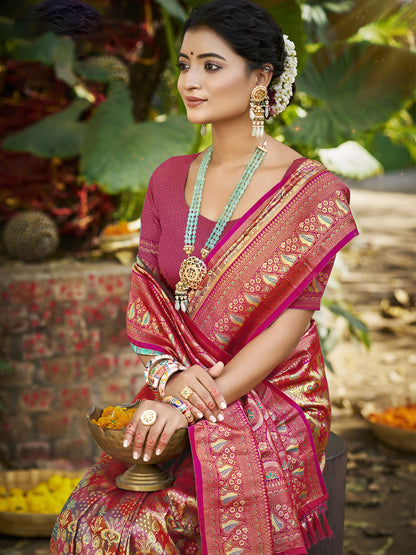 Sangam Prints Purple Silk Woven Work Traditional Saree - Distacart