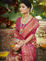 Thumbnail for Sangam Prints Purple Silk Woven Work Traditional Saree