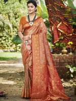 Thumbnail for Sangam Prints Mustard Silk Woven Work Traditional Saree