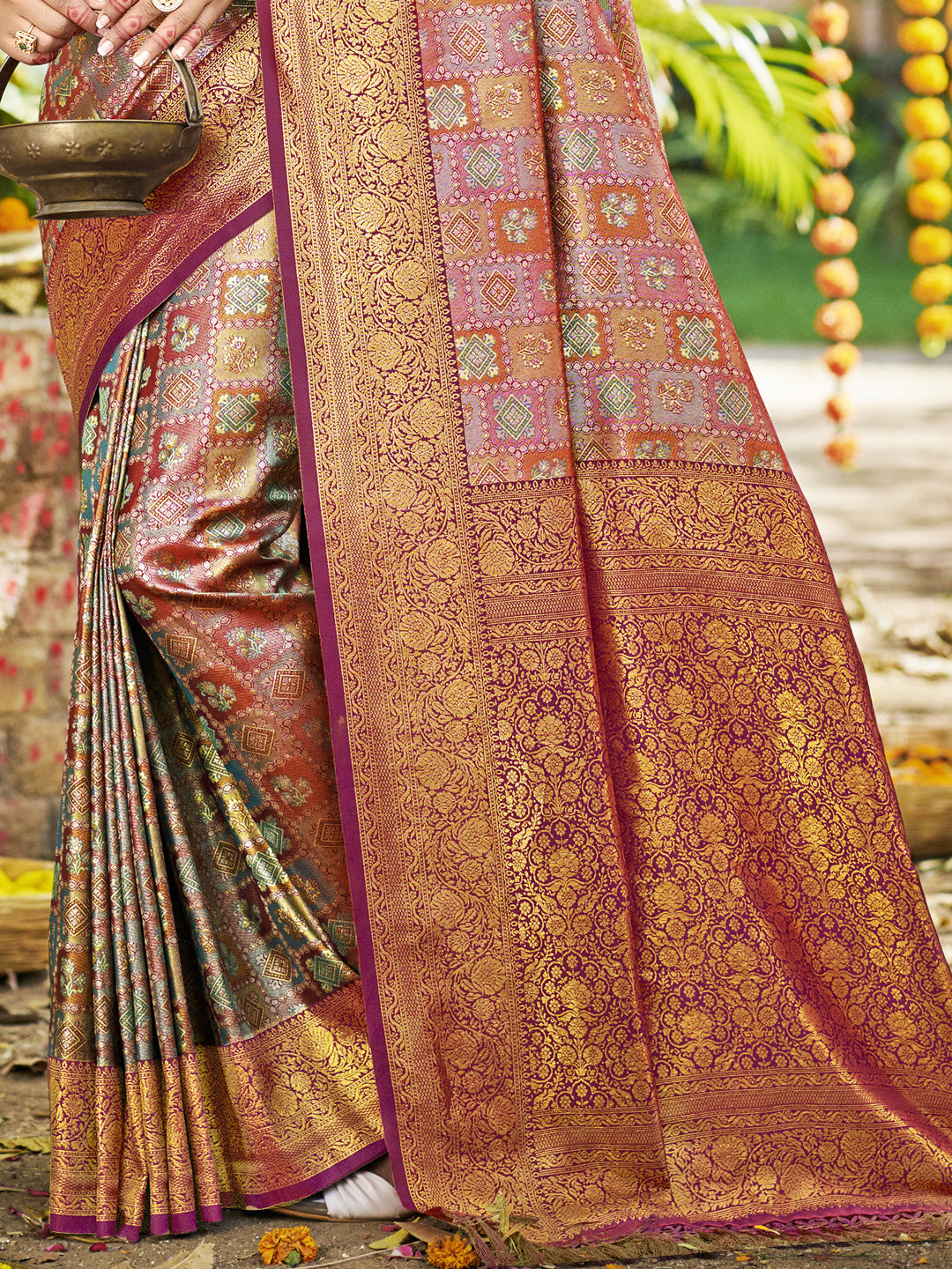 Sangam Prints Multi Color Silk Woven Work Traditional Saree