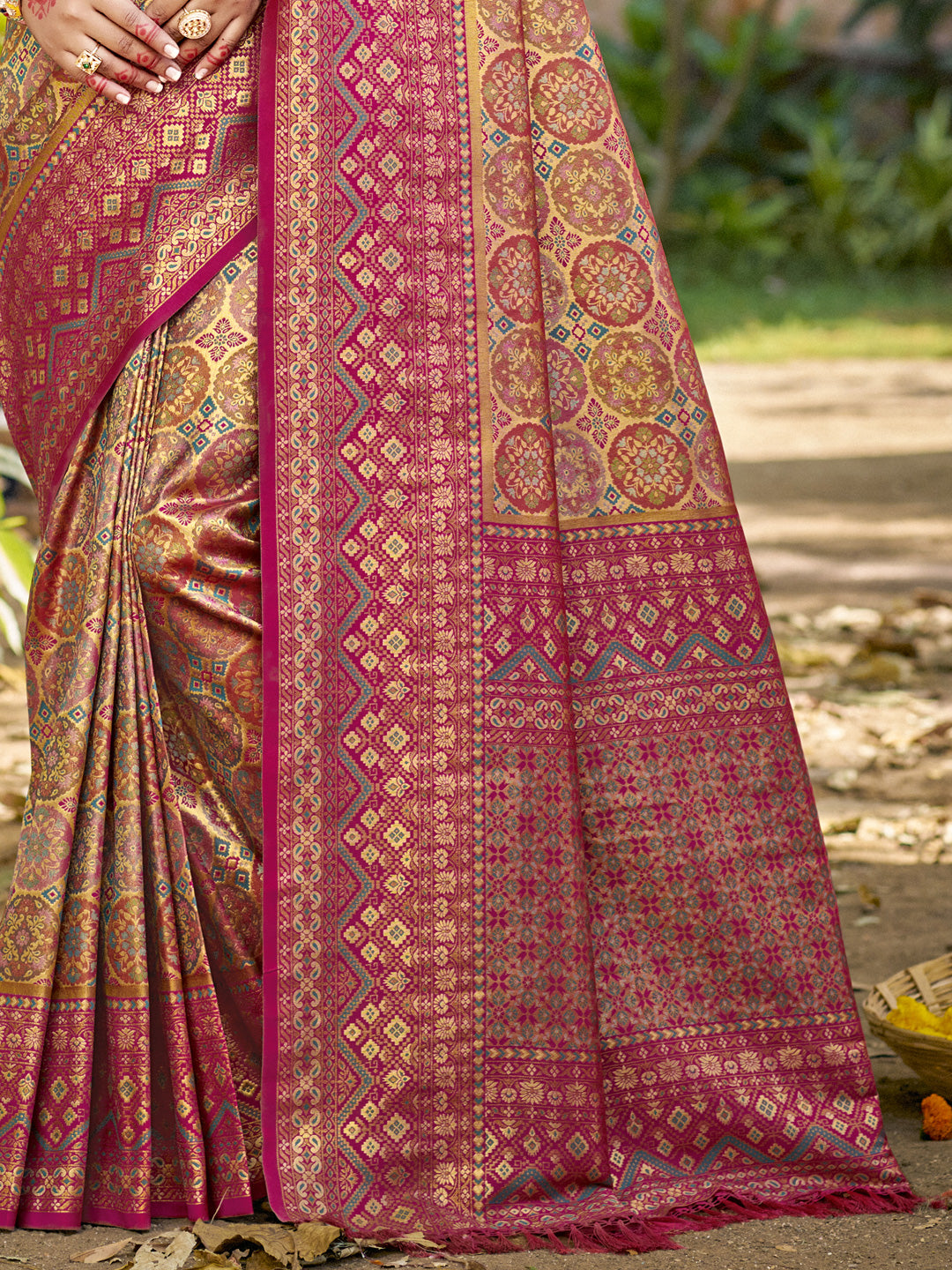 Sangam Prints Beige Silk Woven Work Traditional Saree