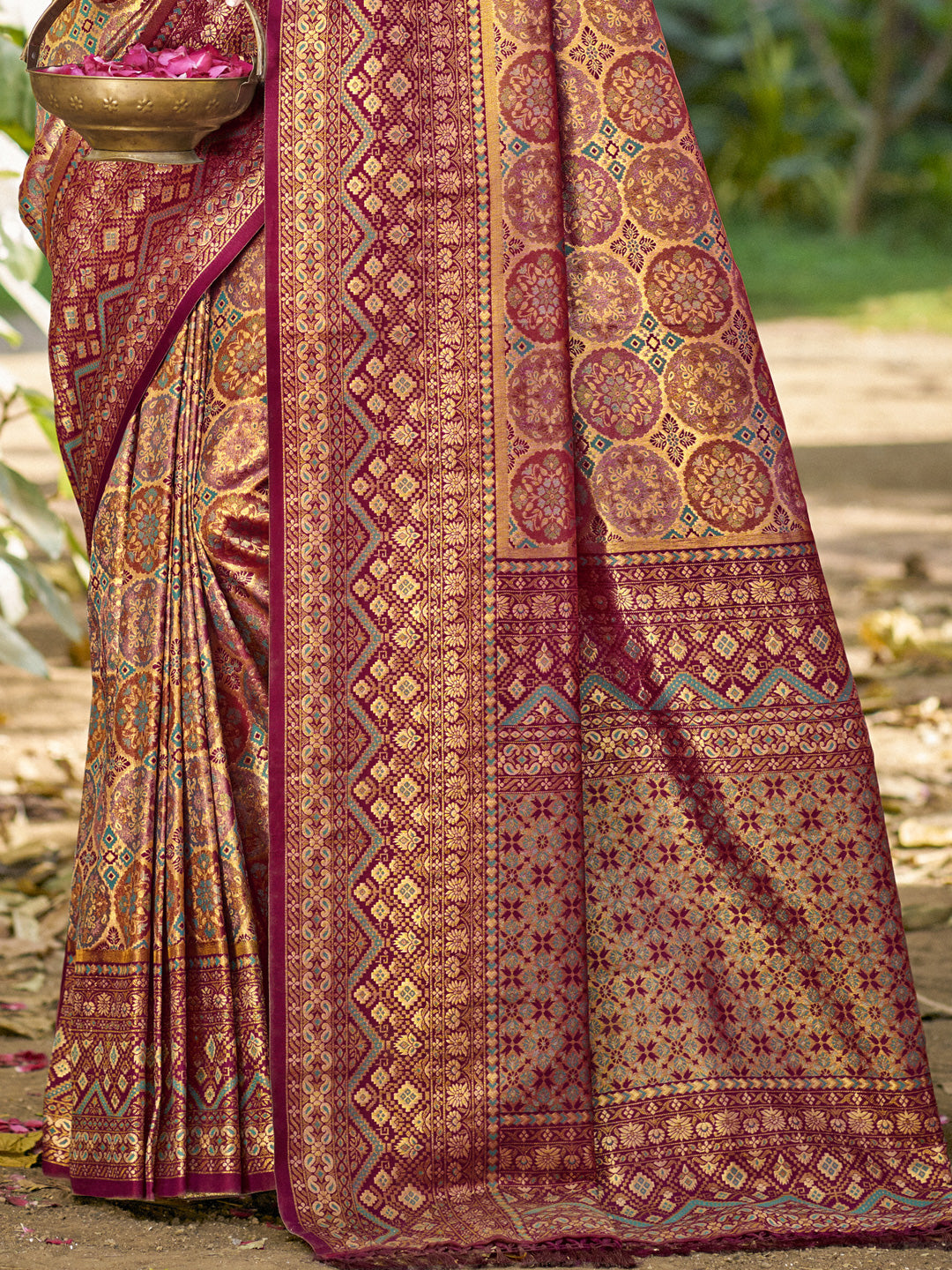 Sangam Prints Wine Silk Woven Work Traditional Saree
