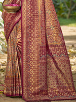 Thumbnail for Sangam Prints Wine Silk Woven Work Traditional Saree