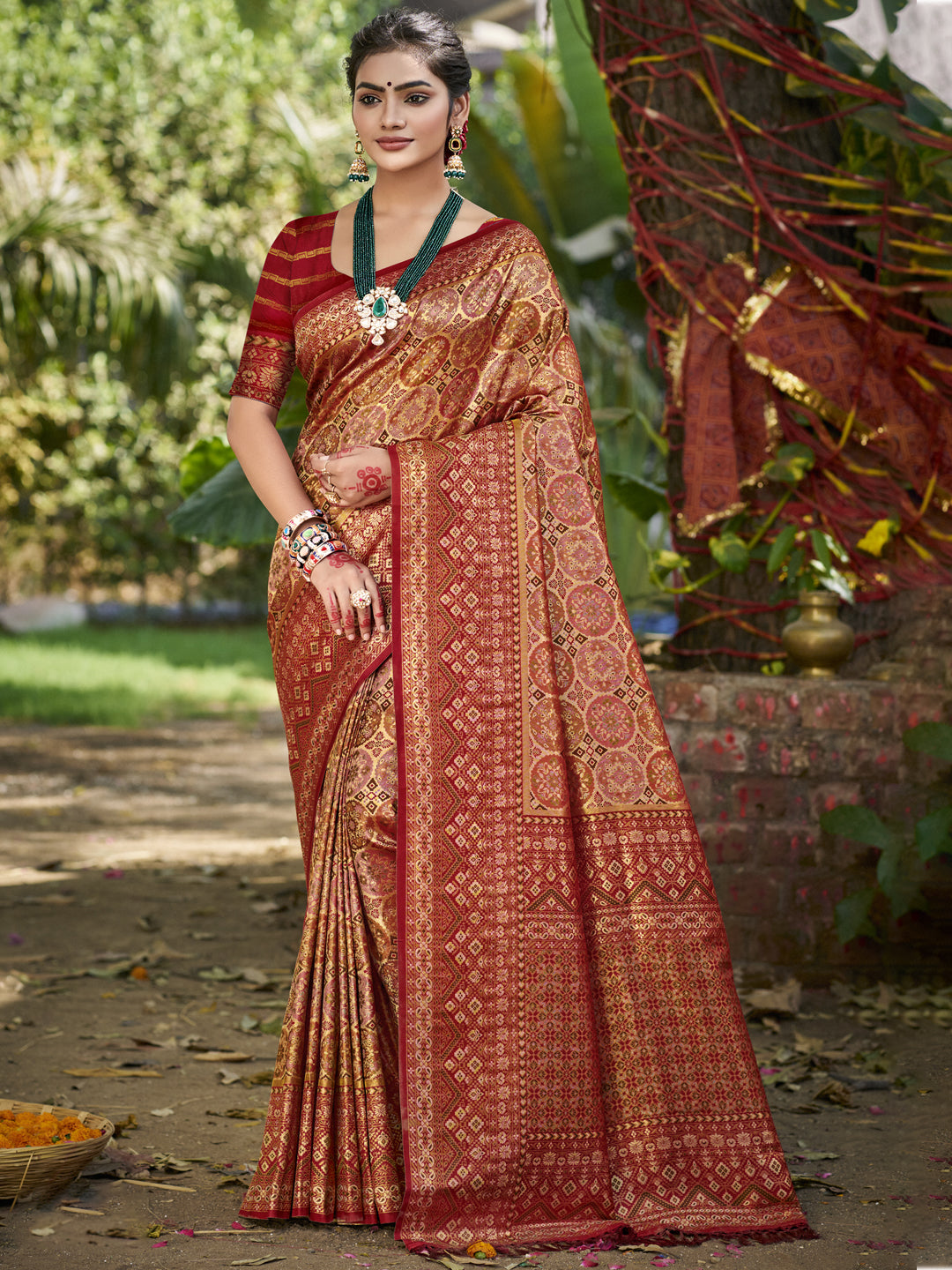 Sangam Prints Maroon Silk Woven Work Traditional Saree