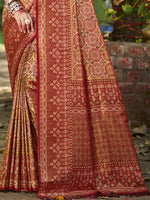 Thumbnail for Sangam Prints Maroon Silk Woven Work Traditional Saree