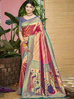 Thumbnail for Sangam Prints Multi Color Kanjivaram Silk Woven Work Traditional Saree