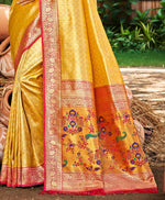 Thumbnail for Sangam Prints Multi Color Kanjivaram Silk Woven Work Traditional Saree