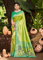 Thumbnail for Sangam Prints Multi Color Kanjivaram Silk Woven Work Traditional Saree